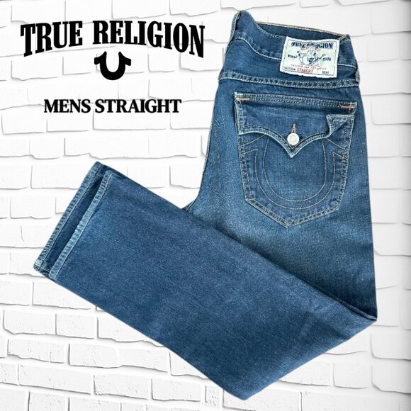 TRUE RELEGION STRAIGHT MENS JEANS - LIKE NEW - Picture 1 of 12